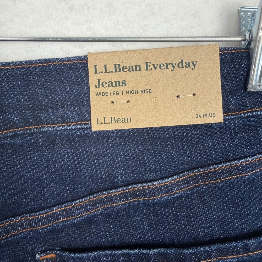 New L.L. Bean Everyday Jeans Womens 24W Plus High Rise Wide Leg Indigo Ink Blue - Picture 6 of 12